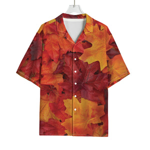 Autumn Maple Leaf Print Rayon Hawaiian Shirt