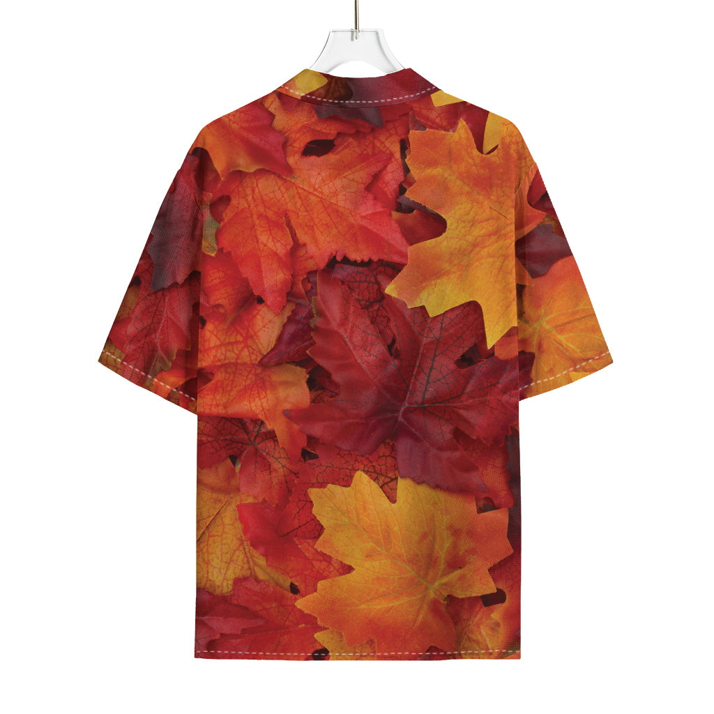 Autumn Maple Leaf Print Rayon Hawaiian Shirt