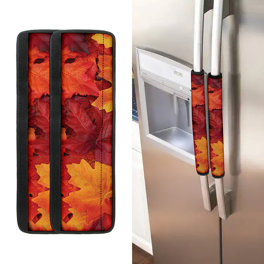 Autumn Maple Leaf Print Refrigerator Handle Covers