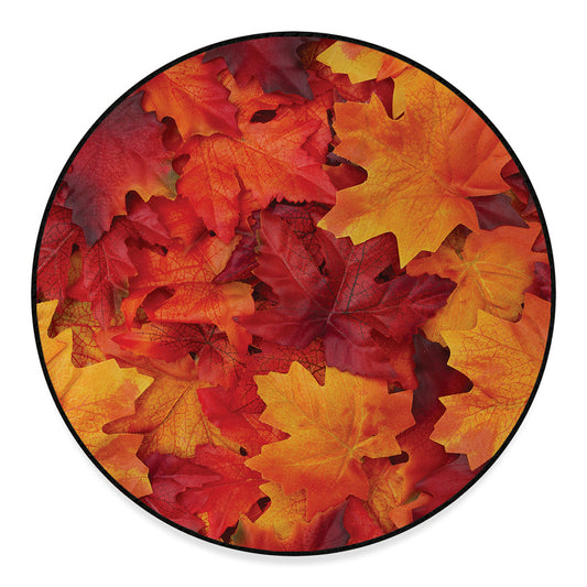 Autumn Maple Leaf Print Round Floor Mat