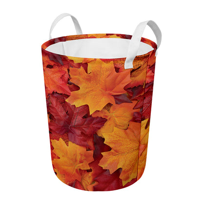 Autumn Maple Leaf Print Round Laundry Basket