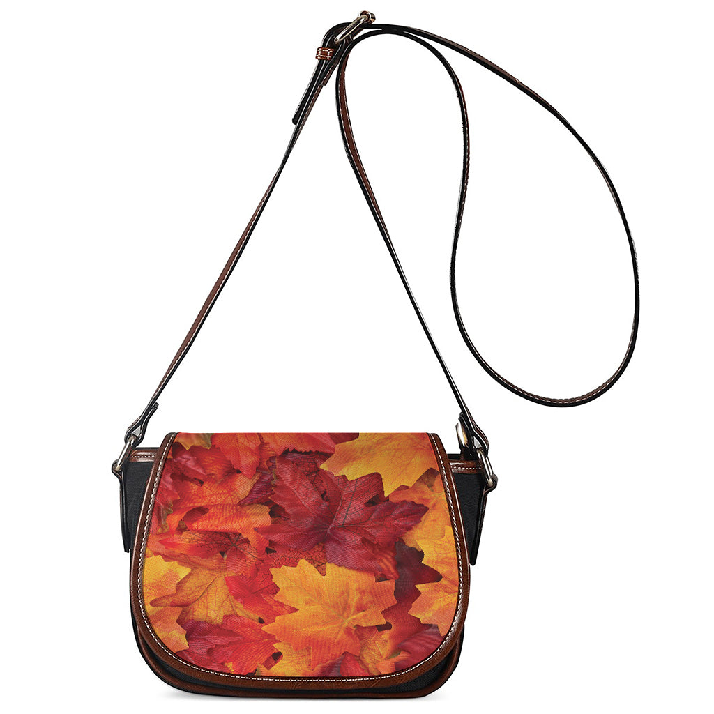 Autumn Maple Leaf Print Saddle Bag