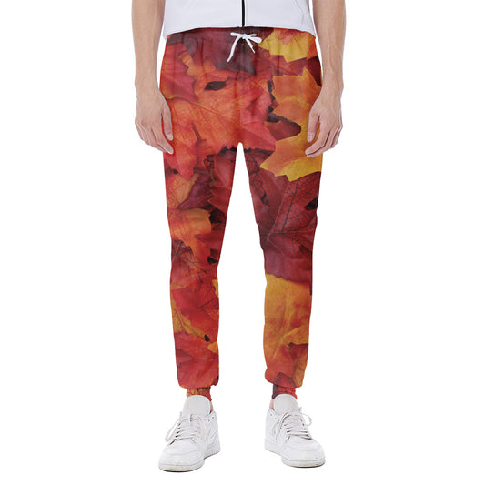 Autumn Maple Leaf Print Scuba Joggers