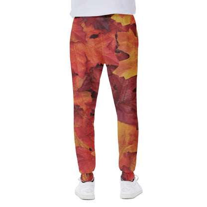 Autumn Maple Leaf Print Scuba Joggers