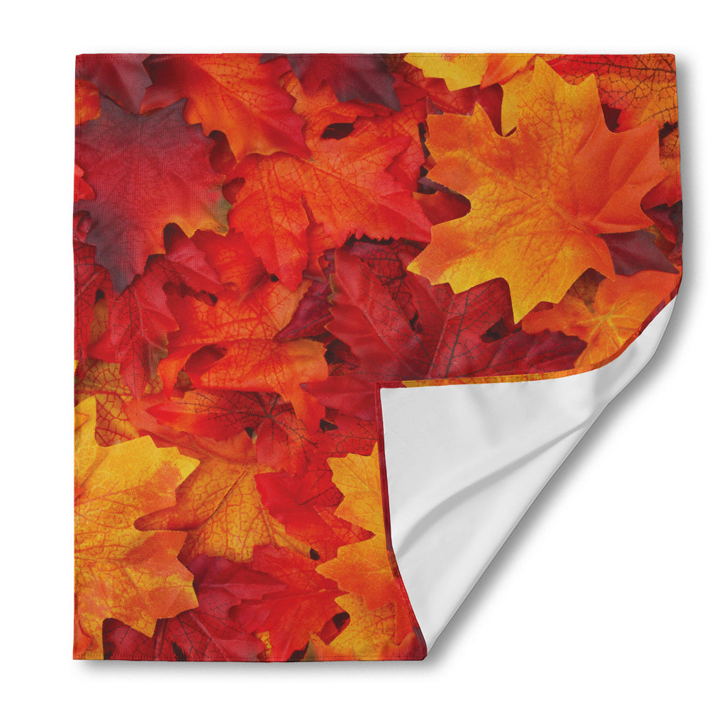 Autumn Maple Leaf Print Silk Bandana