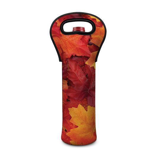 Autumn Maple Leaf Print Single Neoprene Wine Tote
