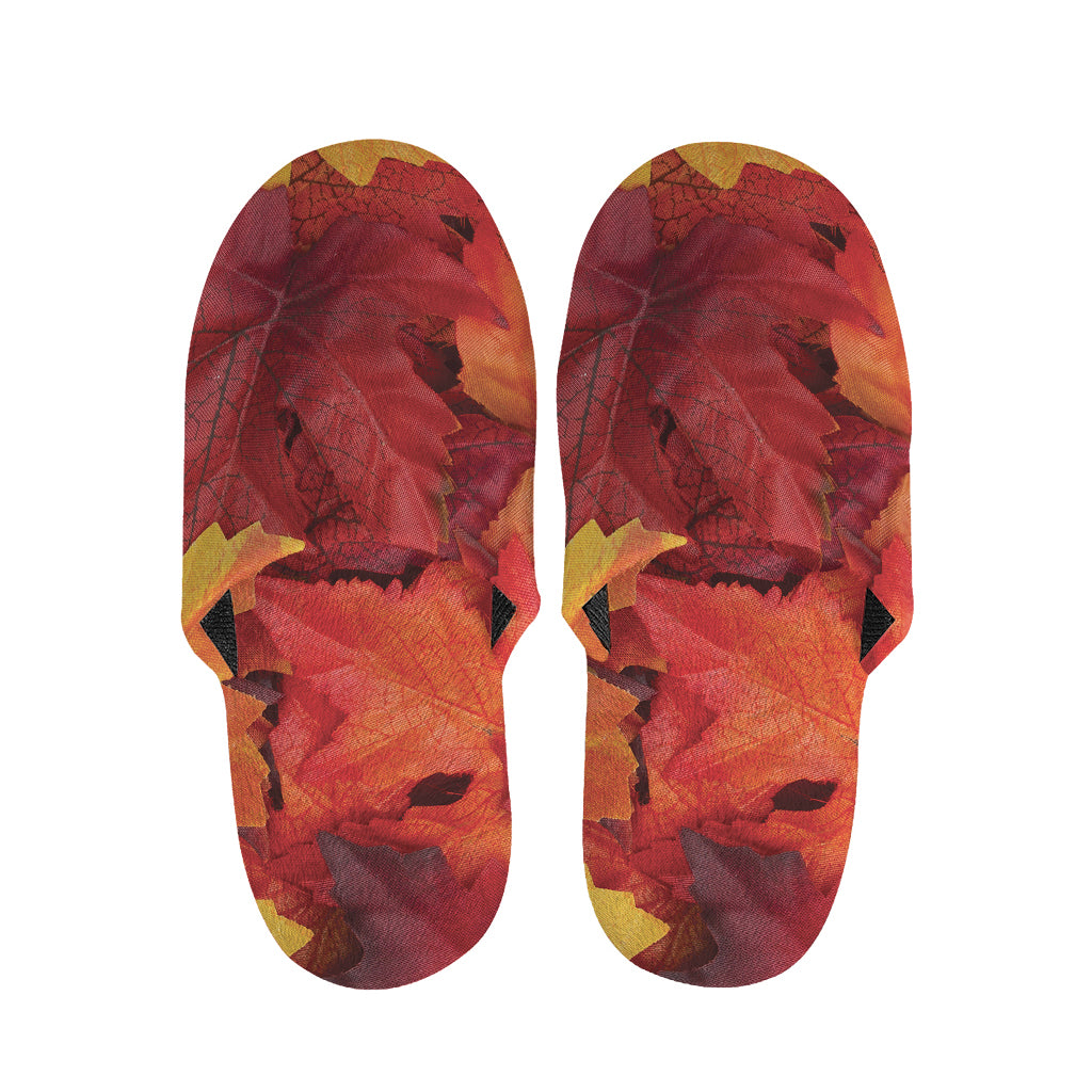 Autumn Maple Leaf Print Slippers