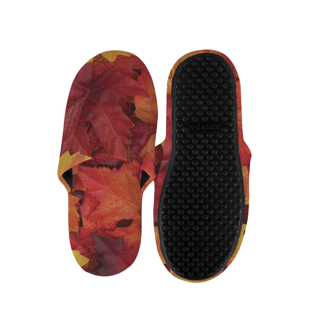 Autumn Maple Leaf Print Slippers