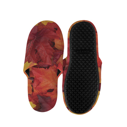 Autumn Maple Leaf Print Slippers