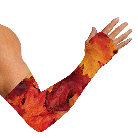 Autumn Maple Leaf Print Sun Protection Arm Sleeves