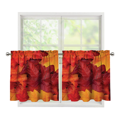 Autumn Maple Leaf Print Tier Curtains