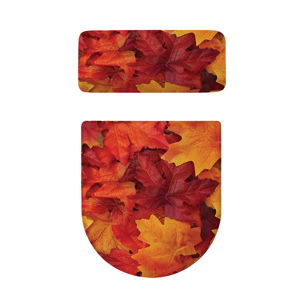 Autumn Maple Leaf Print Toilet Lid And Tank Cover Set
