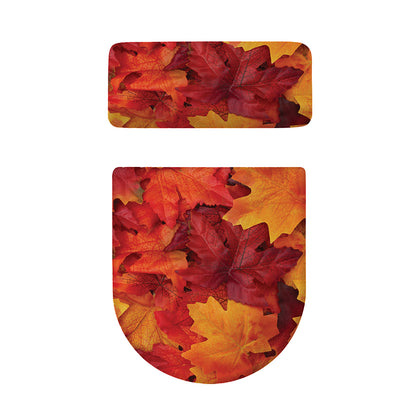 Autumn Maple Leaf Print Toilet Lid And Tank Cover Set