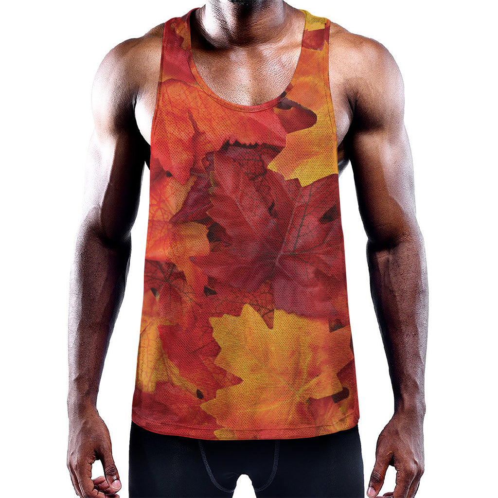 Autumn Maple Leaf Print Training Tank Top