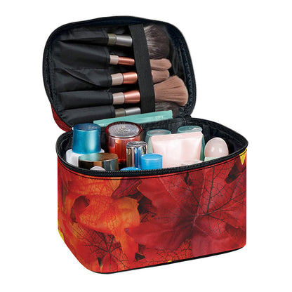Autumn Maple Leaf Print Travel Makeup Bag