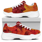 Autumn Maple Leaf Print White Chunky Shoes