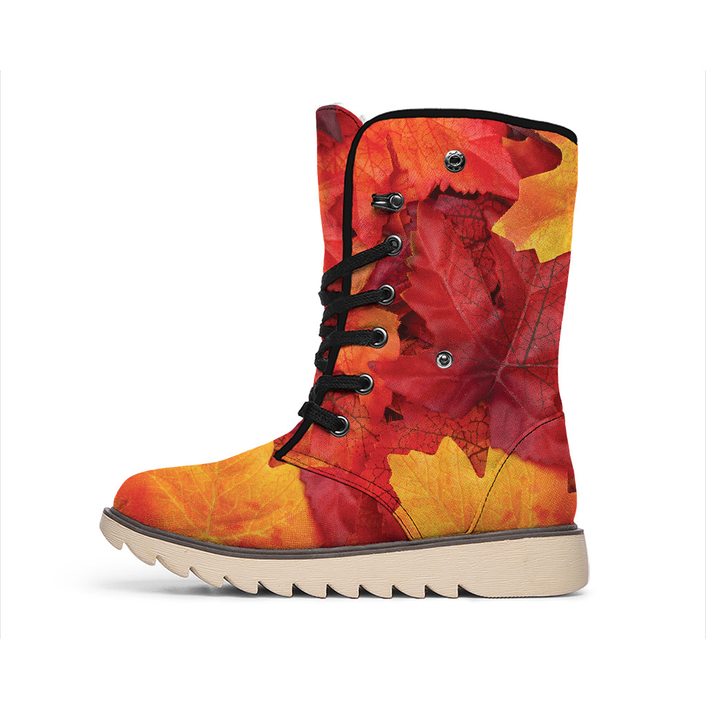 Autumn Maple Leaf Print Winter Boots