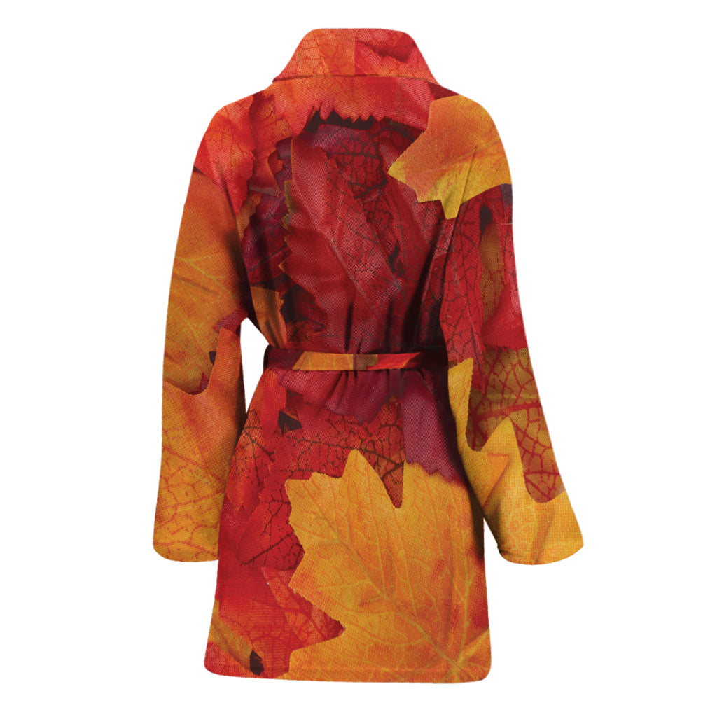 Autumn Maple Leaf Print Women's Bathrobe