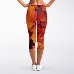 Autumn Maple Leaf Print Women's Capri Leggings