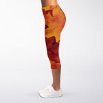 Autumn Maple Leaf Print Women's Capri Leggings