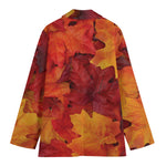 Autumn Maple Leaf Print Women's Cotton Blazer