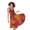 Autumn Maple Leaf Print Women's Sleeveless Dress