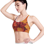 Autumn Maple Leaf Print Women's Sports Bra