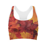 Autumn Maple Leaf Print Women's Sports Bra