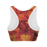 Autumn Maple Leaf Print Women's Sports Bra