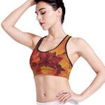 Autumn Maple Leaf Print Women's Sports Bra