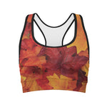 Autumn Maple Leaf Print Women's Sports Bra