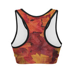 Autumn Maple Leaf Print Women's Sports Bra