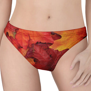 Autumn Maple Leaf Print Women's Thong