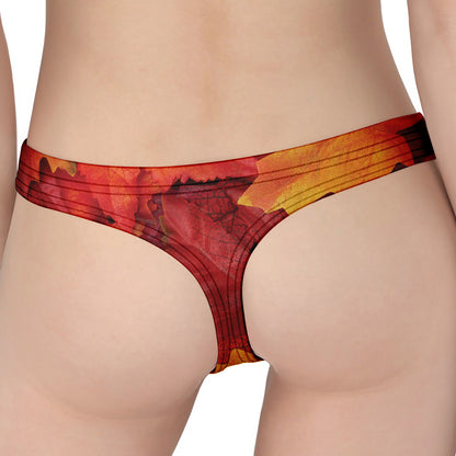 Autumn Maple Leaf Print Women's Thong