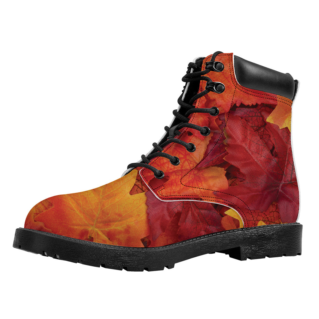 Autumn Maple Leaf Print Work Boots