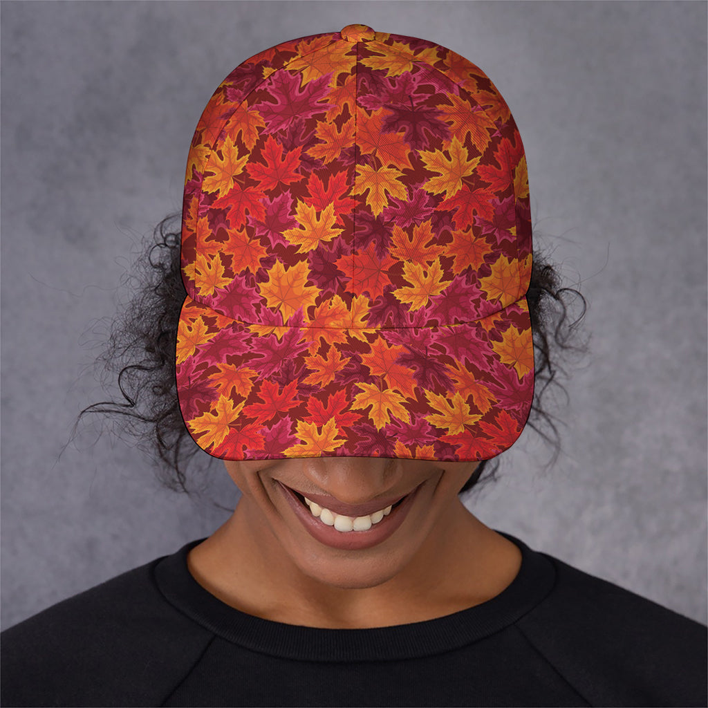 Autumn Maple Leaves Pattern Print Baseball Cap