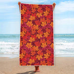 Autumn Maple Leaves Pattern Print Beach Towel