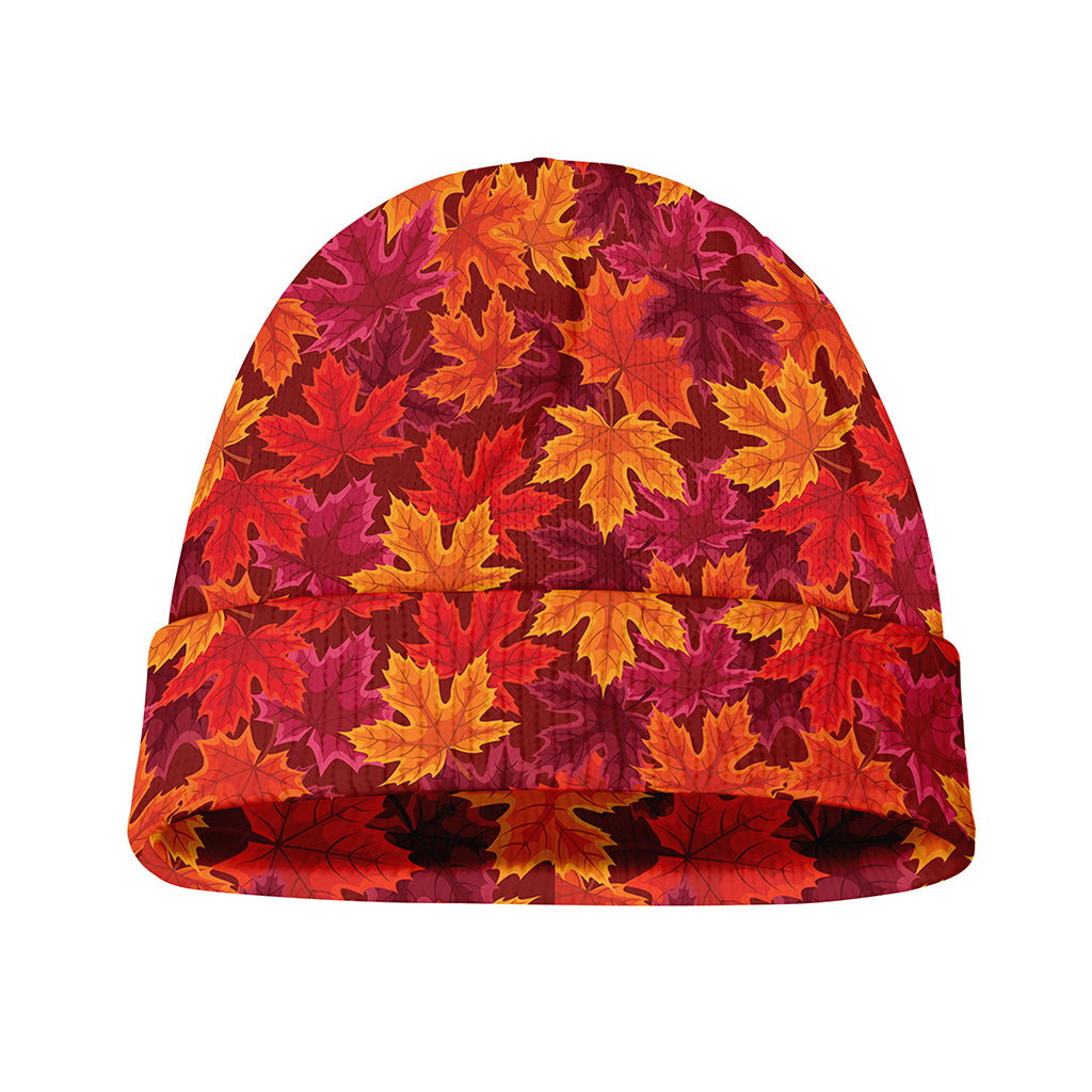 Autumn Maple Leaves Pattern Print Beanie