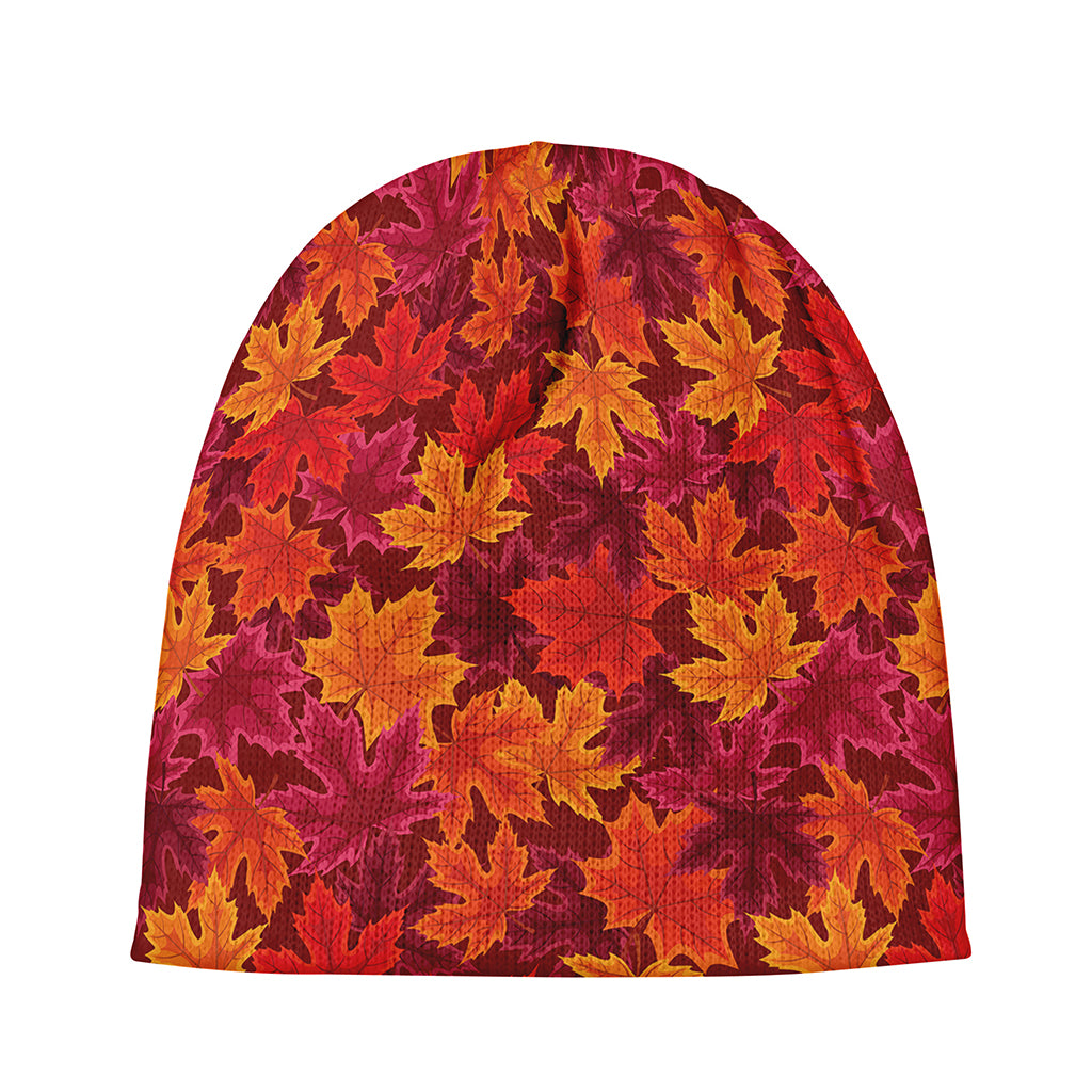 Autumn Maple Leaves Pattern Print Beanie