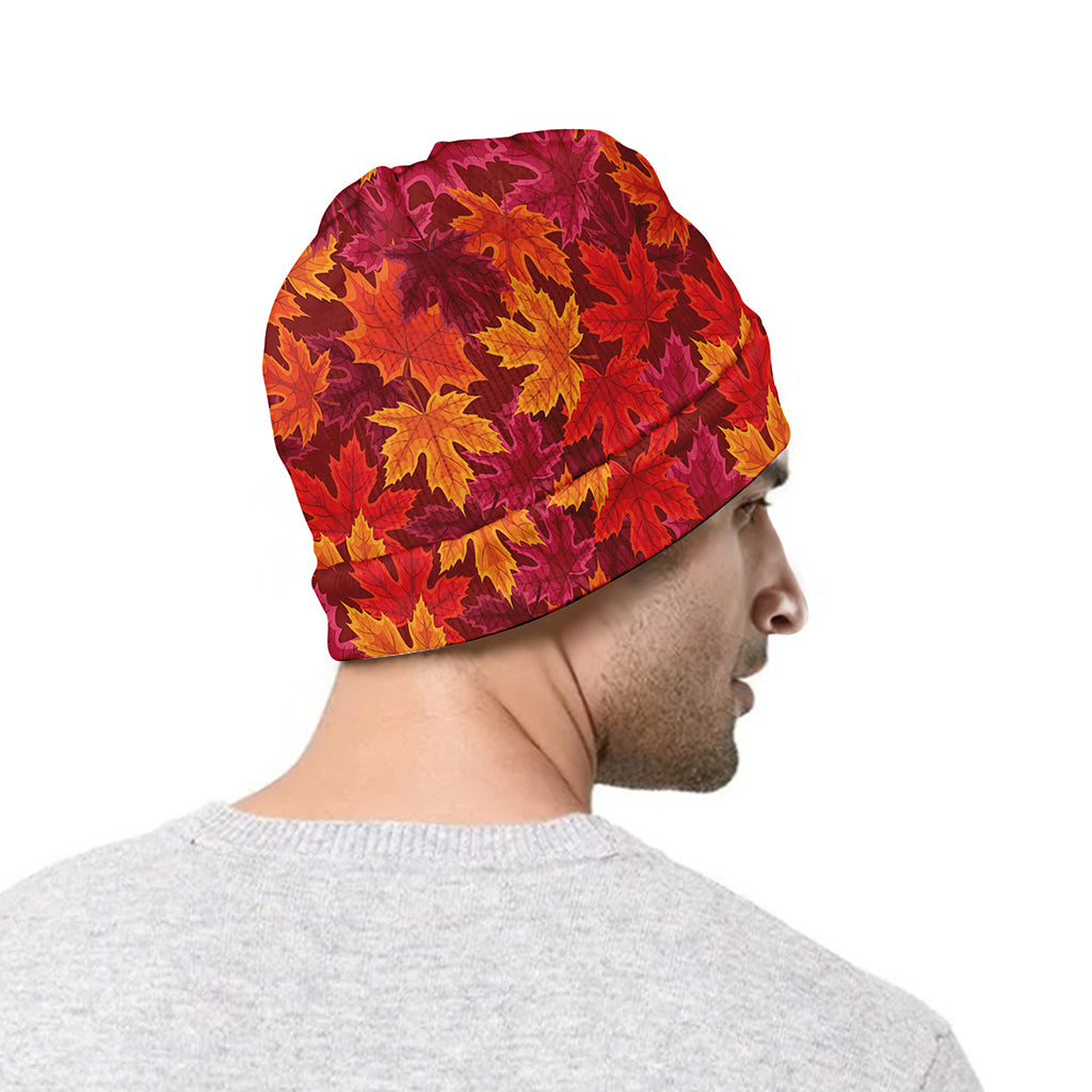 Autumn Maple Leaves Pattern Print Beanie