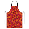 Autumn Maple Leaves Pattern Print Bib Apron With Pocket