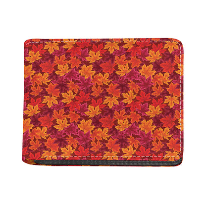 Autumn Maple Leaves Pattern Print Bifold Wallet