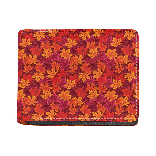 Autumn Maple Leaves Pattern Print Bifold Wallet
