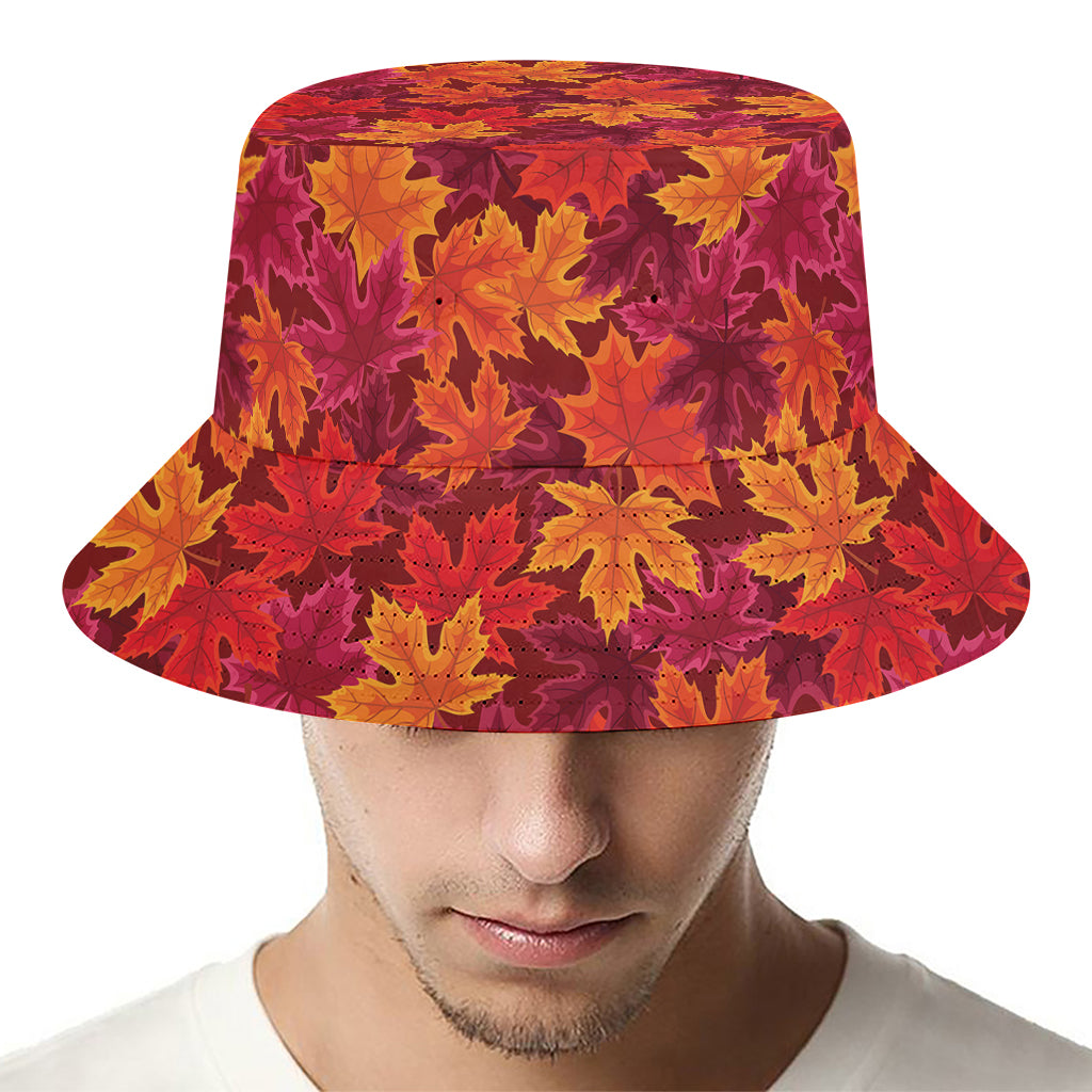 Autumn Maple Leaves Pattern Print Bucket Hat