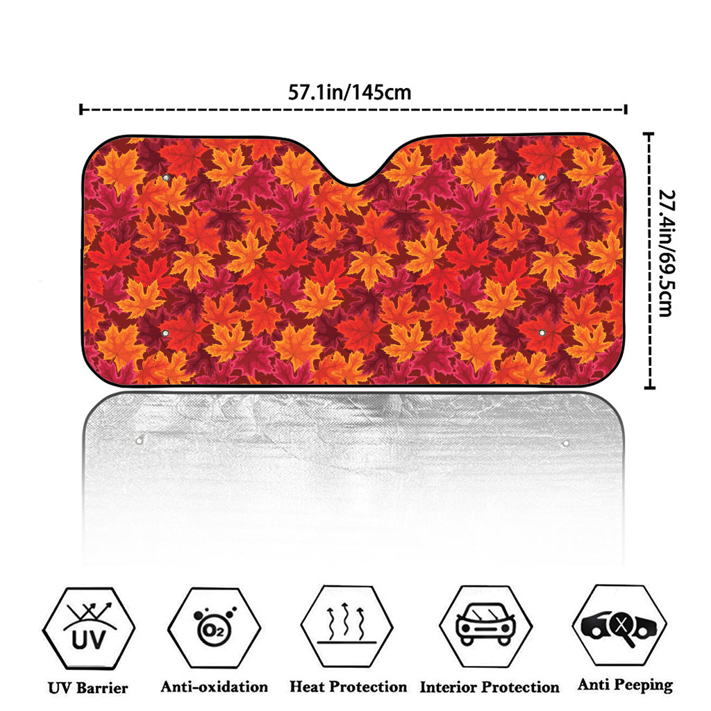 Autumn Maple Leaves Pattern Print Car Windshield Sun Shade