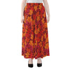 Autumn Maple Leaves Pattern Print Chiffon Maxi Skirt