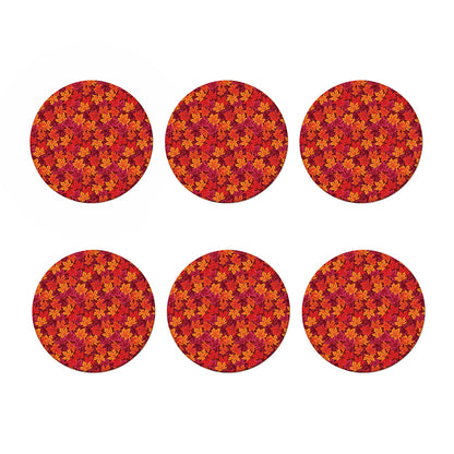 Autumn Maple Leaves Pattern Print Coaster Set