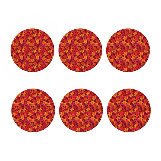 Autumn Maple Leaves Pattern Print Coaster Set