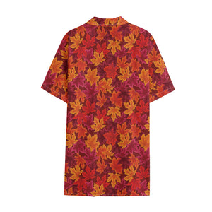 Autumn Maple Leaves Pattern Print Cotton Hawaiian Shirt