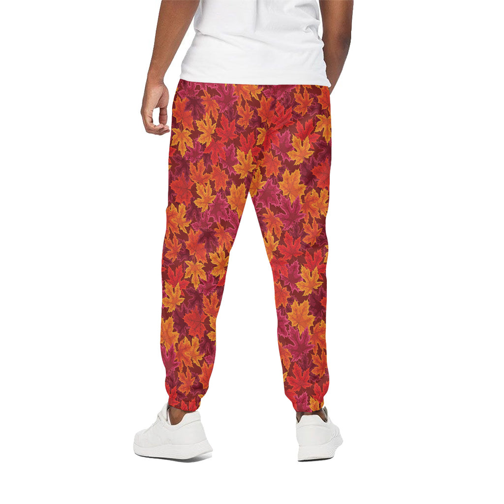 Autumn Maple Leaves Pattern Print Cotton Pants